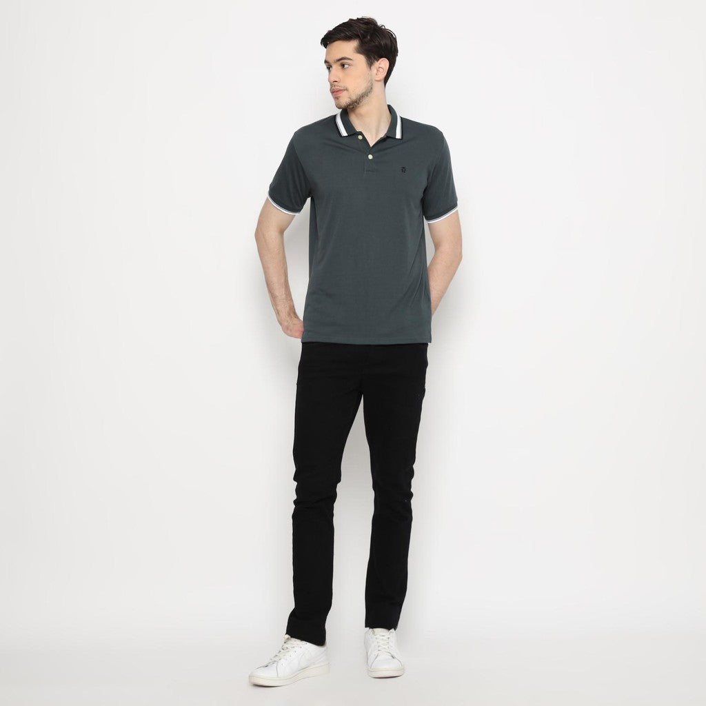 MATSUDA Kaos Polo Shirt Polos Pria Dewasa Baju Lengan Pendek Kerah Katun Aioi hijau Dk Slate