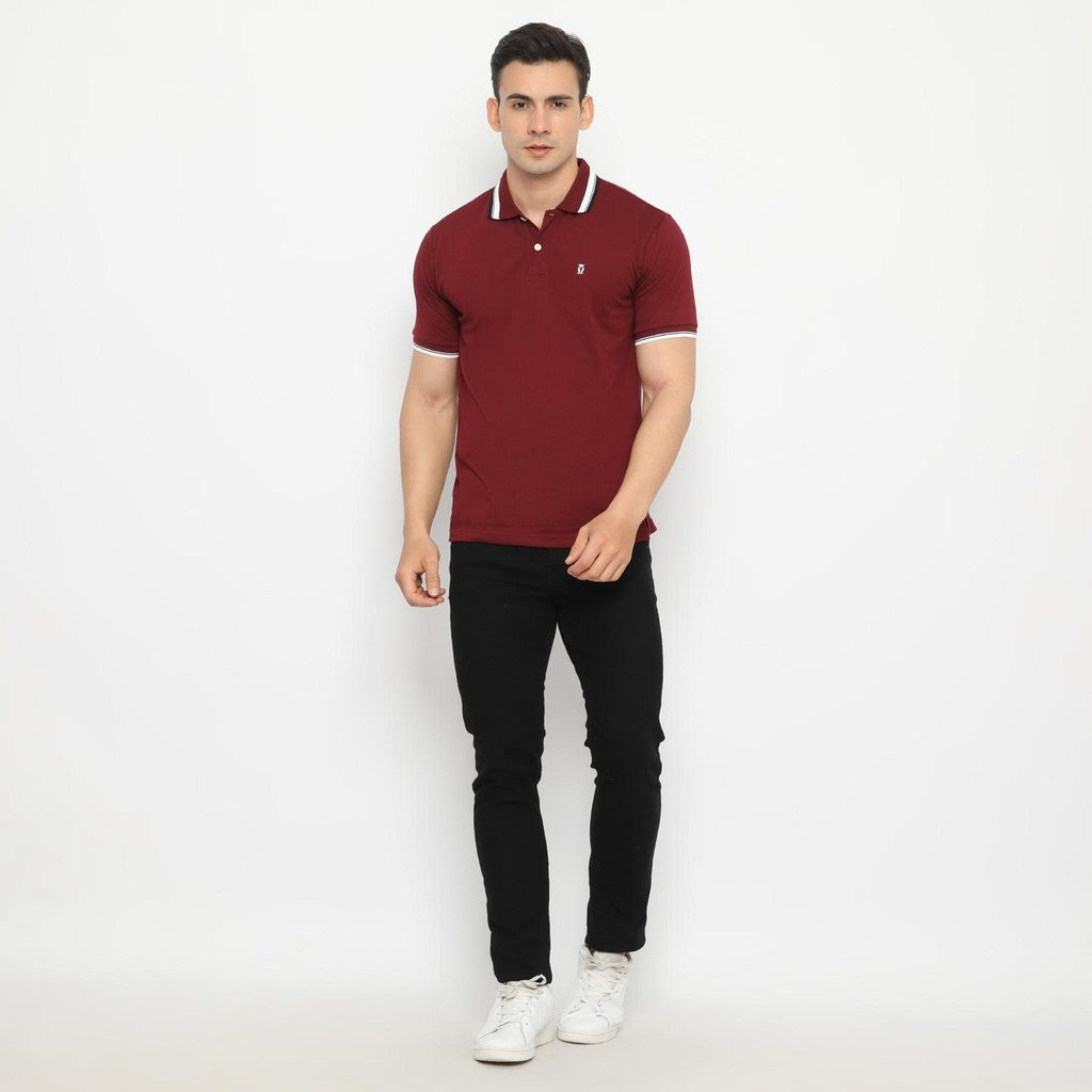 MATSUDA Kaos Polo Shirt Polos Pria Dewasa Baju Lengan Pendek Kerah Katun Aioi Maroon Burgundy