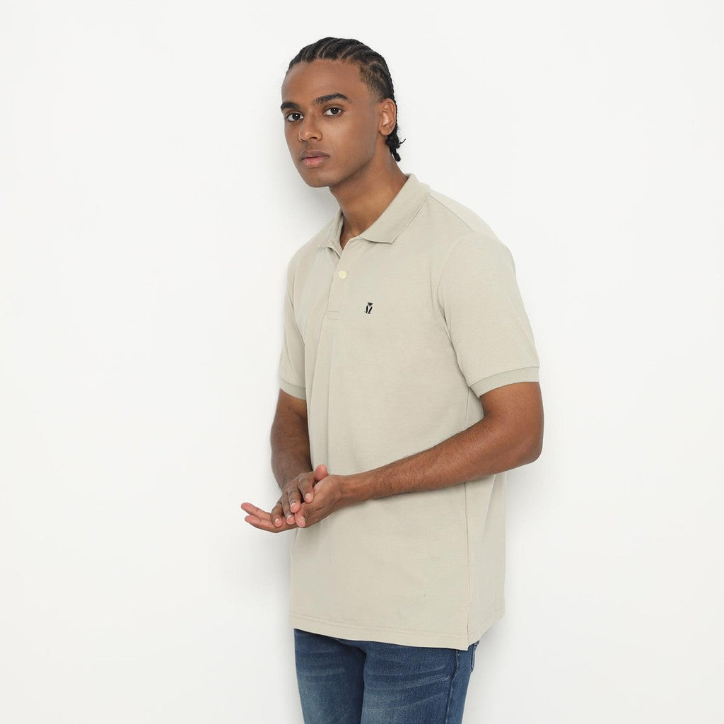 Matsuda Kaos Polo Shirt Pria Kerah Kushima Khaki Krem Castle Wall