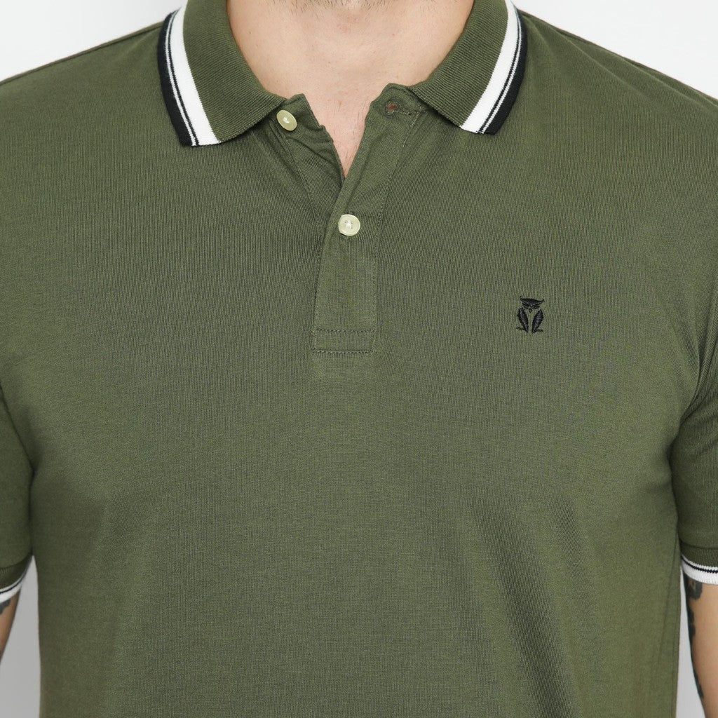 MATSUDA Kaos Polo Shirt Polos Pria Dewasa Baju Lengan Pendek Kerah Katun Aioi Hijau Olive