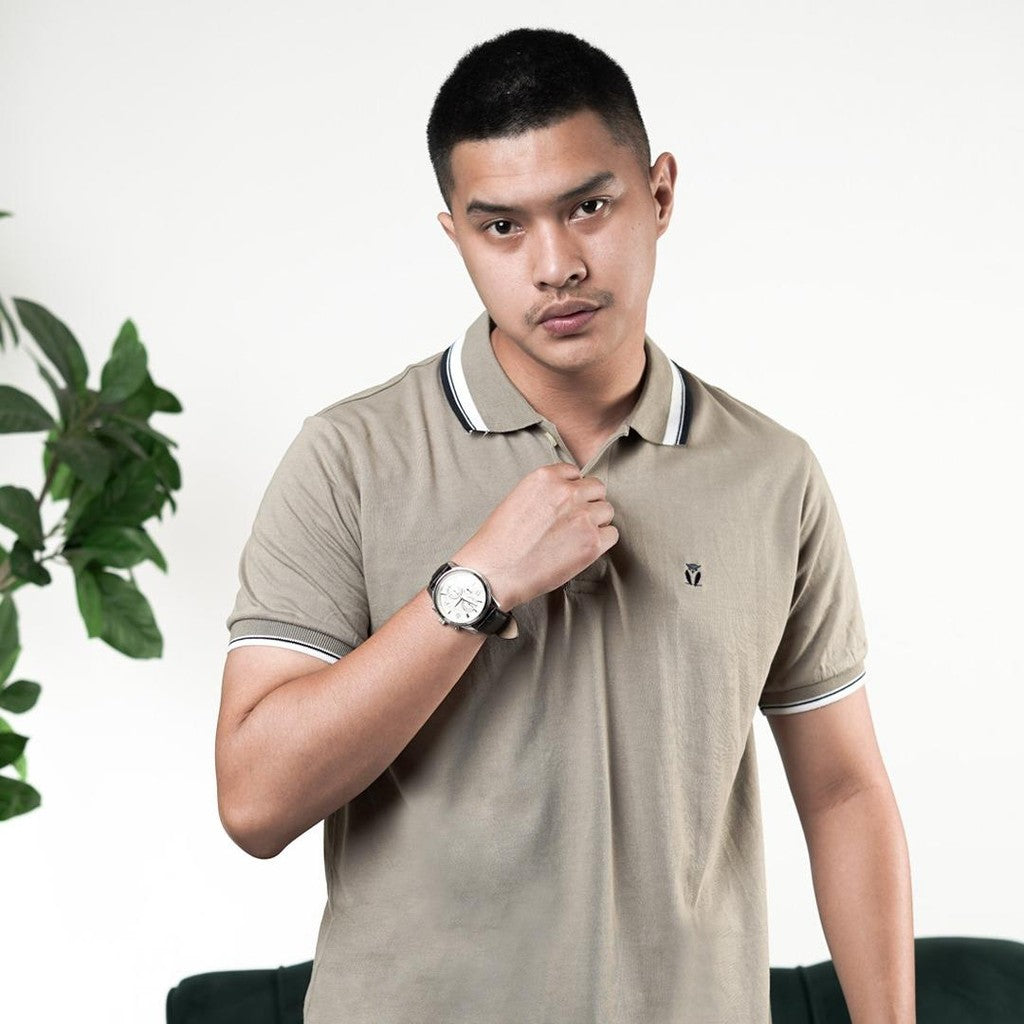 MATSUDA Kaos Polo Shirt Polos Pria  Kerah Aioi Khaki Spray Green