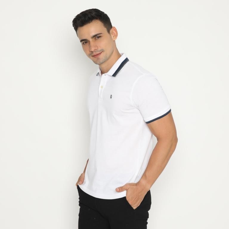 MATSUDA Kaos Polo Shirt Polos Pria Dewasa Baju Lengan Pendek Kerah Katun Aioi Putih White