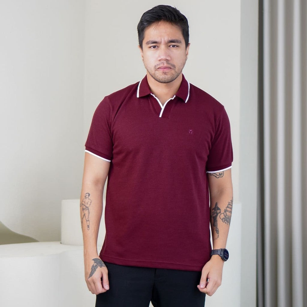 MATSUDA Kaos Polo Pria Waffel Kerah Otsuki