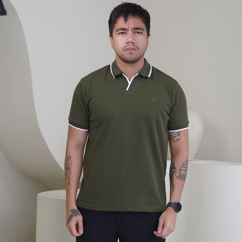 MATSUDA Kaos Polo Pria Waffel Kerah Otsuki