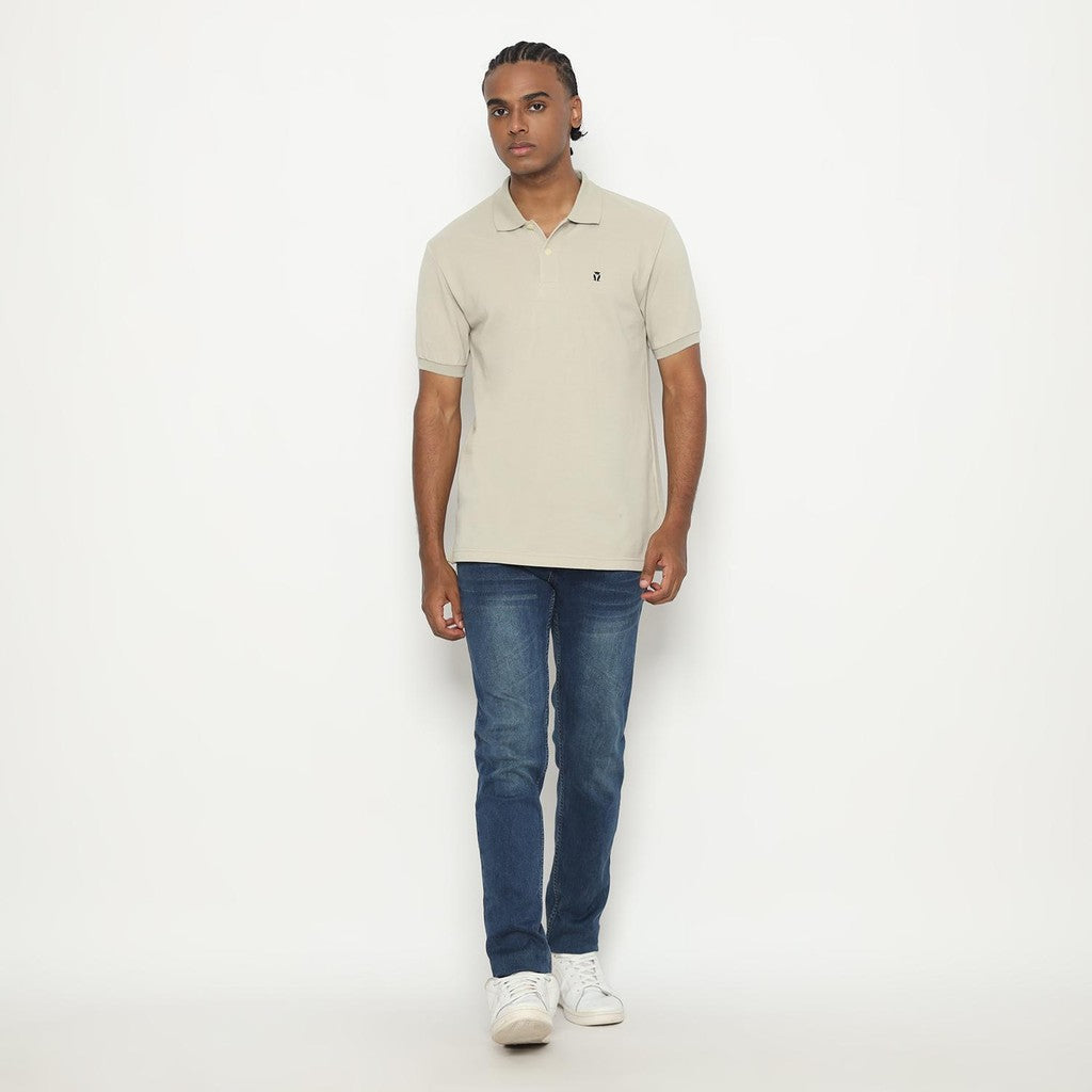 Matsuda Kaos Polo Shirt Pria Kerah Kushima Khaki Krem Castle Wall
