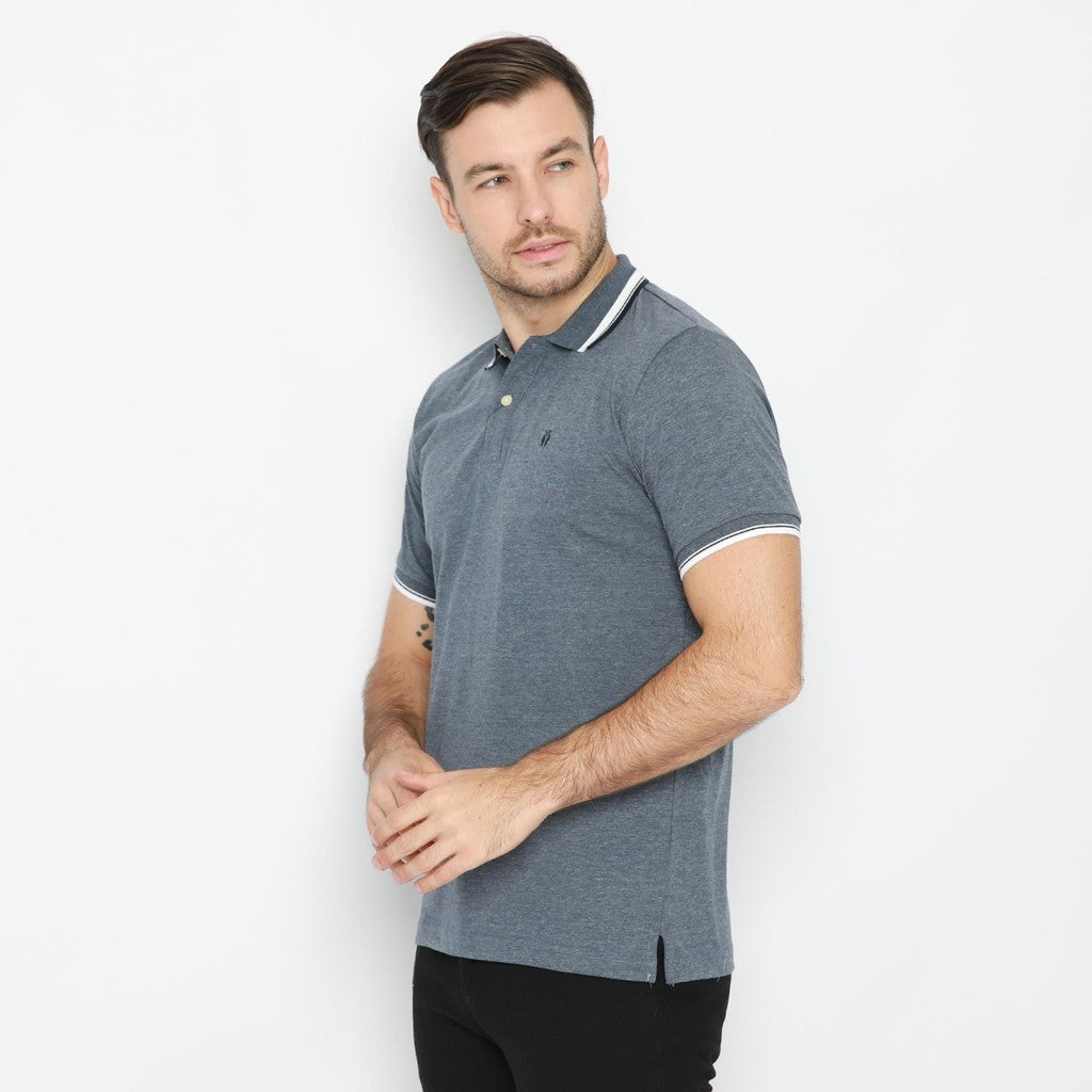 MATSUDA Kaos Polo Shirt Polos Pria Dewasa Baju Lengan Pendek Kerah Katun Aioi Biru Navy Mel