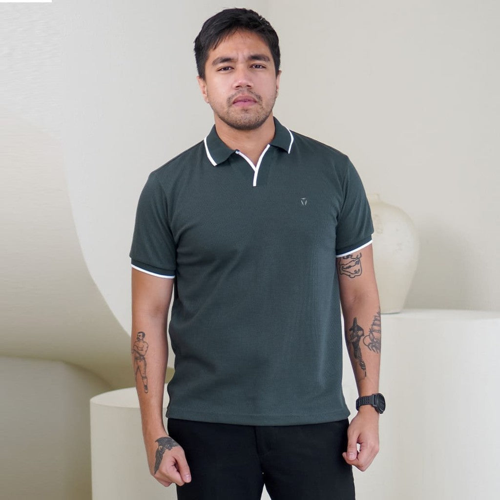 MATSUDA Kaos Polo Pria Waffel Kerah Otsuki