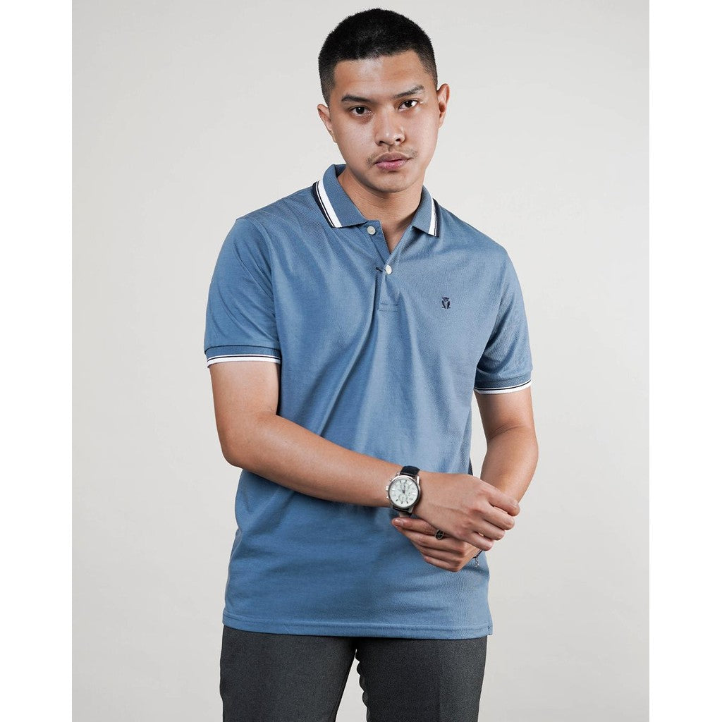 MATSUDA Kaos Polo Shirt Polos Pria Kerah Aioi Biru Blue Shadow