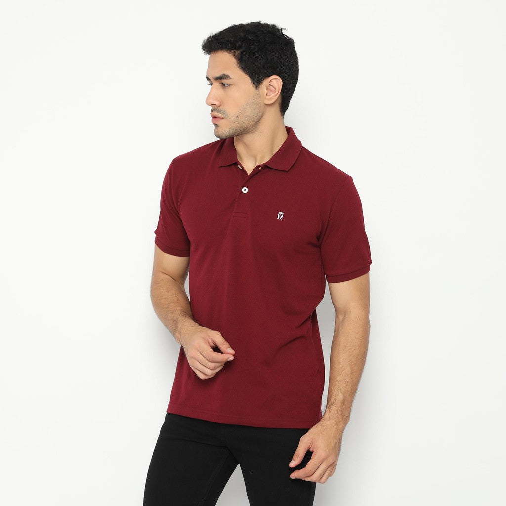 Matsuda Kaos Polo Shirt Pria Kerah Kushima Maroon Burgundy