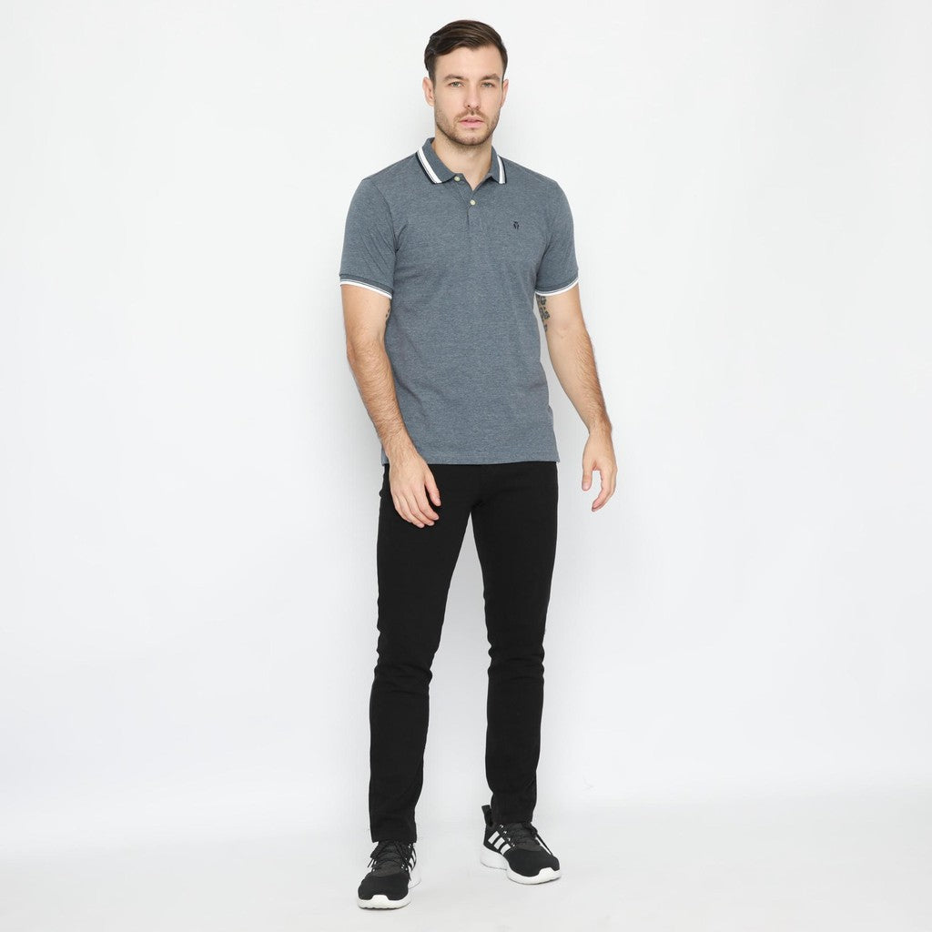 MATSUDA Kaos Polo Shirt Polos Pria Dewasa Baju Lengan Pendek Kerah Katun Aioi Biru Navy Mel