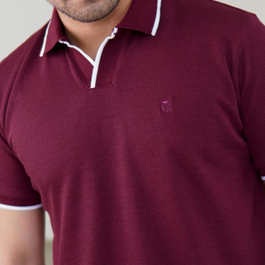 MATSUDA Kaos Polo Pria Waffel Kerah Otsuki