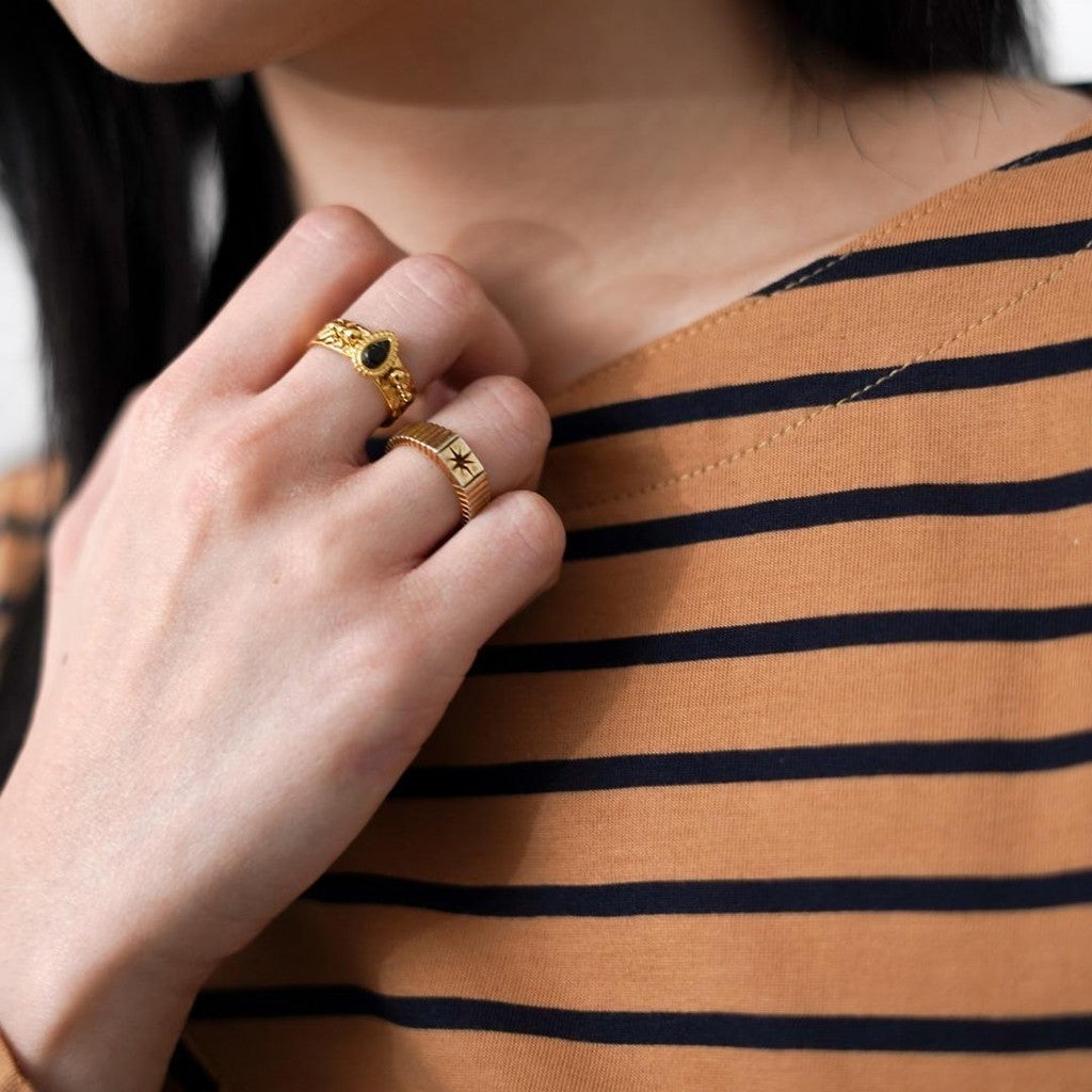 MATSUDA Kaos Wanita T Shirt Stripe Katun Ruby