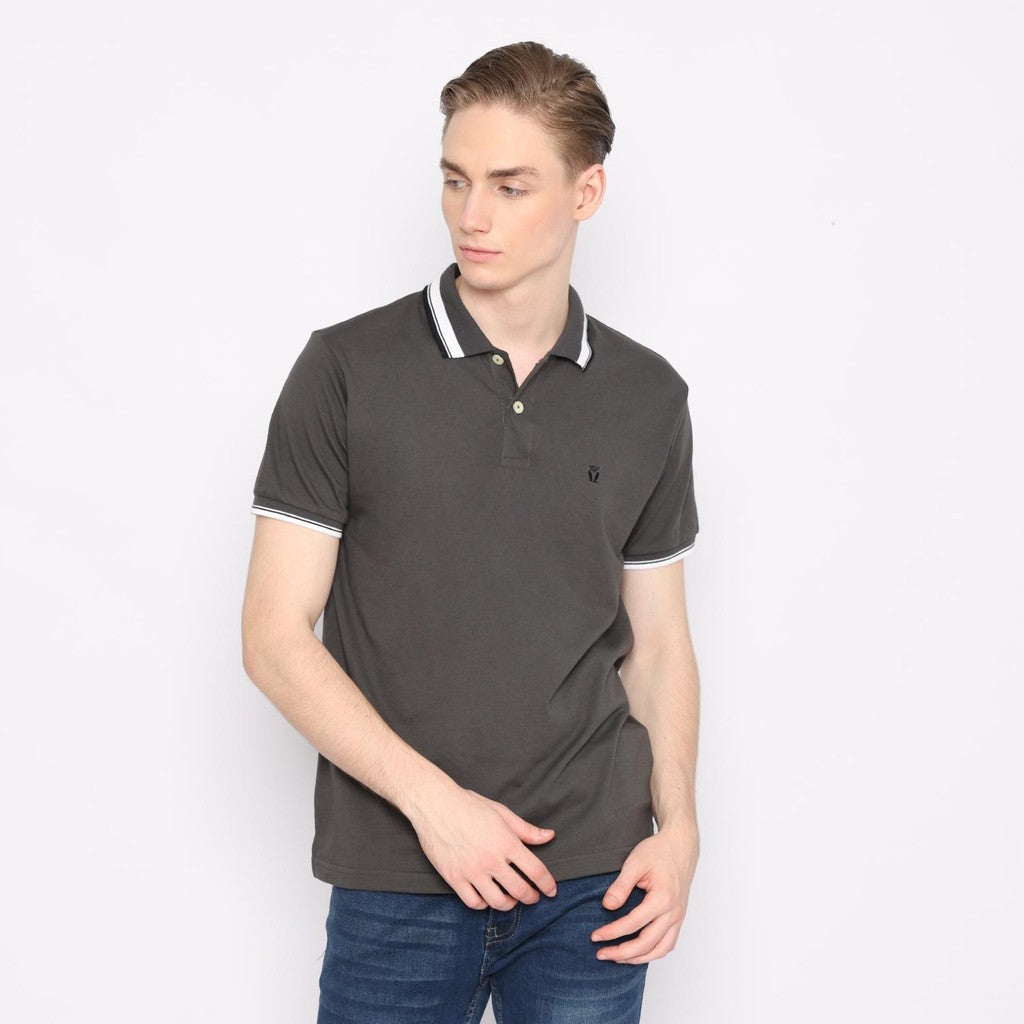 MATSUDA Kaos Polo Shirt Polos Pria Dewasa Baju Lengan Pendek Kerah Katun Aioi Abu Charcoal