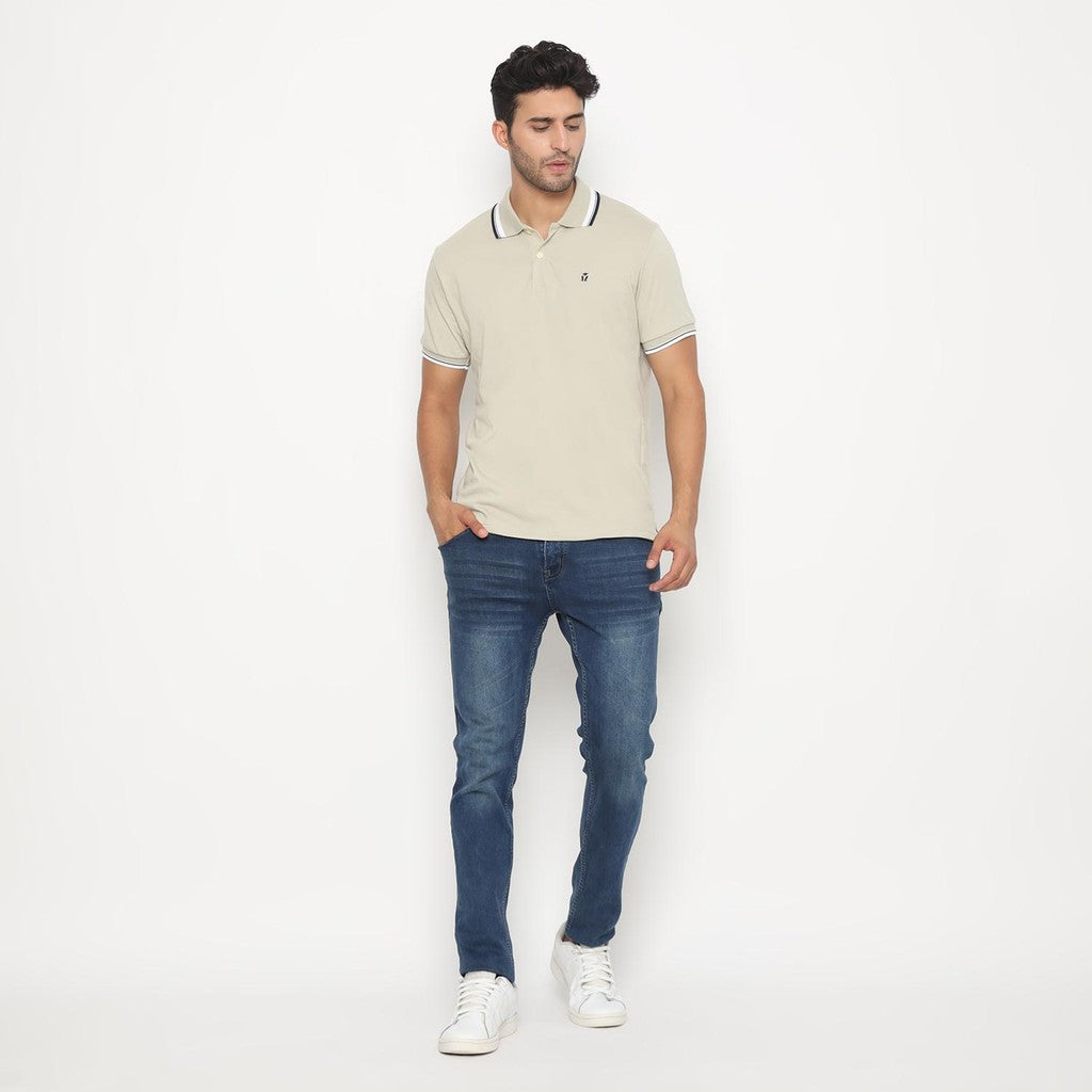 MATSUDA Kaos Polo Shirt Polos Pria Kerah Aioi Khaki Krem Castle Wall