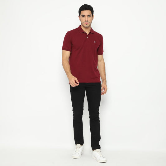 Matsuda Kaos Polo Shirt Pria Kerah Kushima Maroon Burgundy