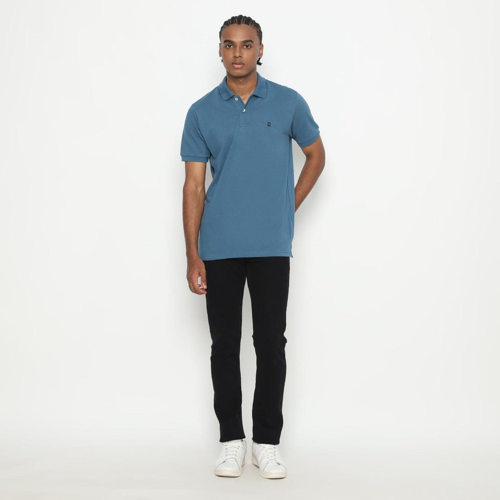 Matsuda Kaos Polo Shirt Pria Kerah Kushima Biru Steel Blue