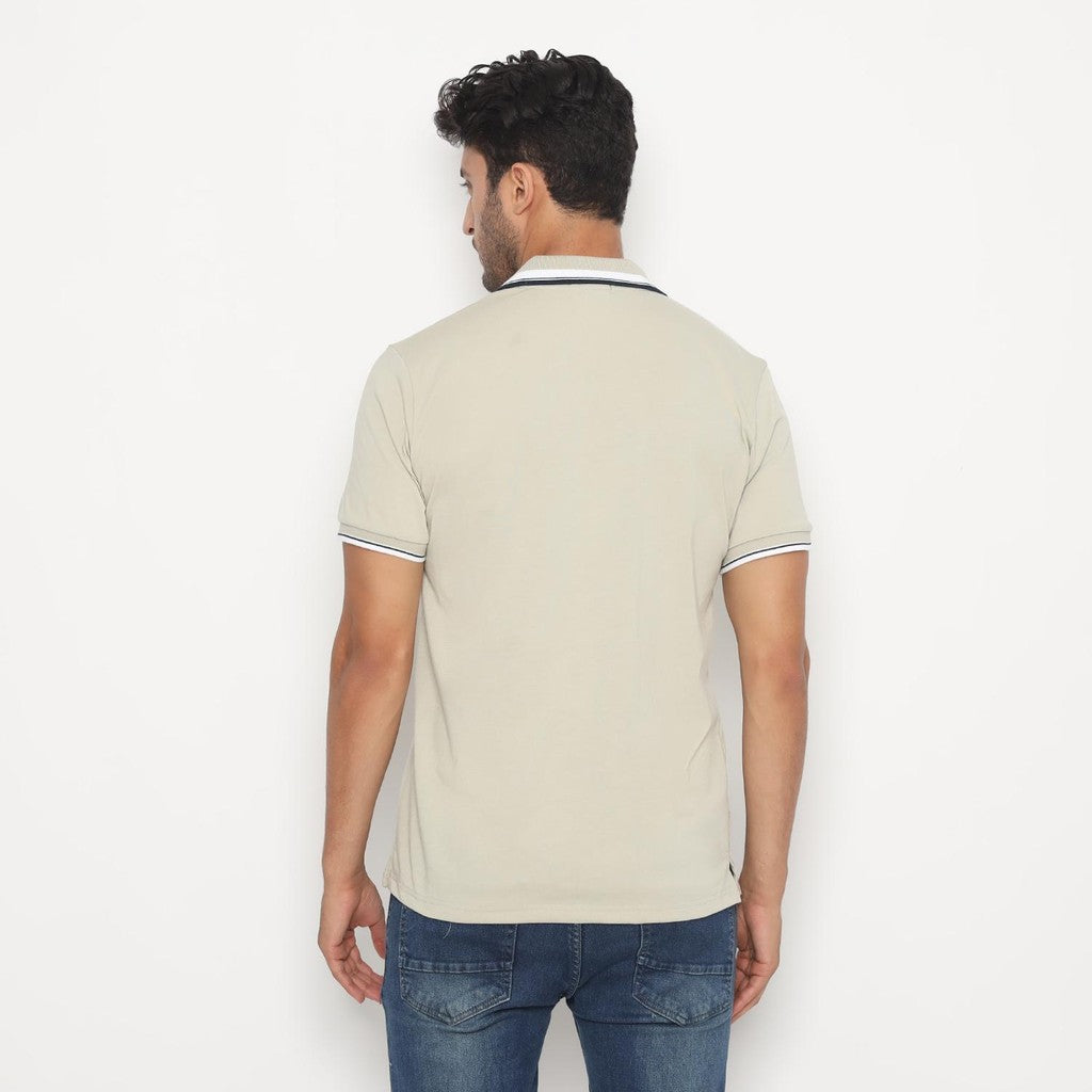 MATSUDA Kaos Polo Shirt Polos Pria Kerah Aioi Khaki Krem Castle Wall