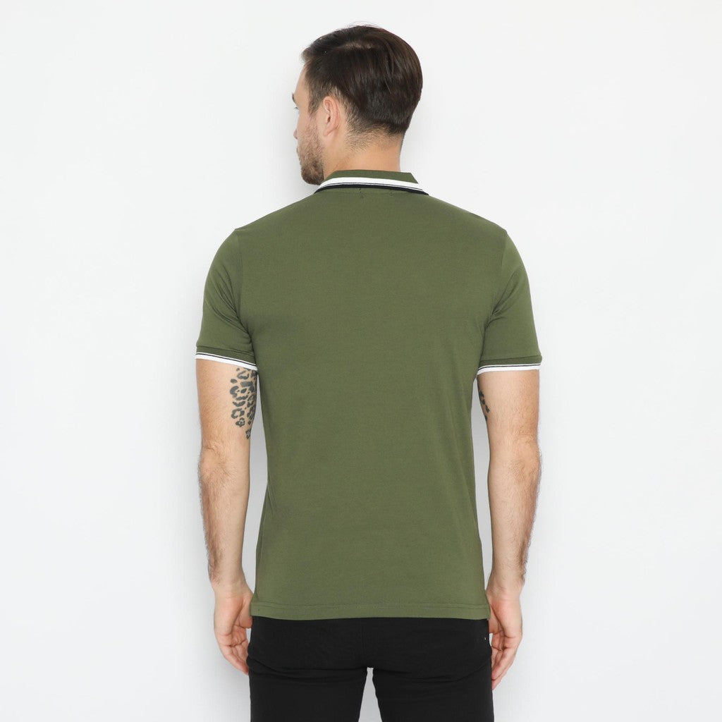 MATSUDA Kaos Polo Shirt Polos Pria Dewasa Baju Lengan Pendek Kerah Katun Aioi Hijau Olive