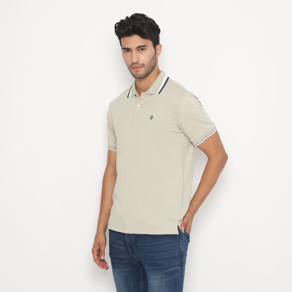 MATSUDA Kaos Polo Shirt Polos Pria Kerah Aioi Khaki Krem Castle Wall