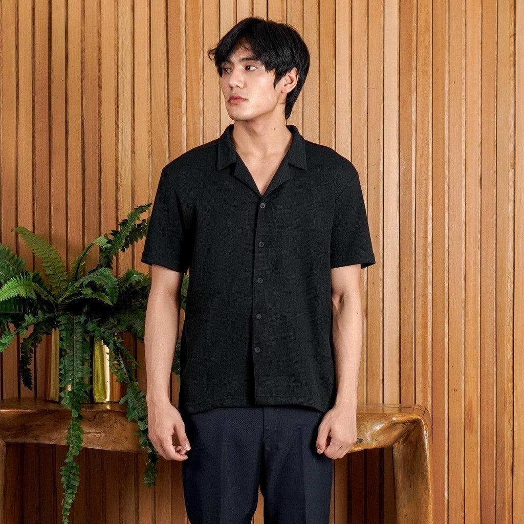 Matsuda Kemeja Pria Lengan pendek Waffle Kasual Sagae