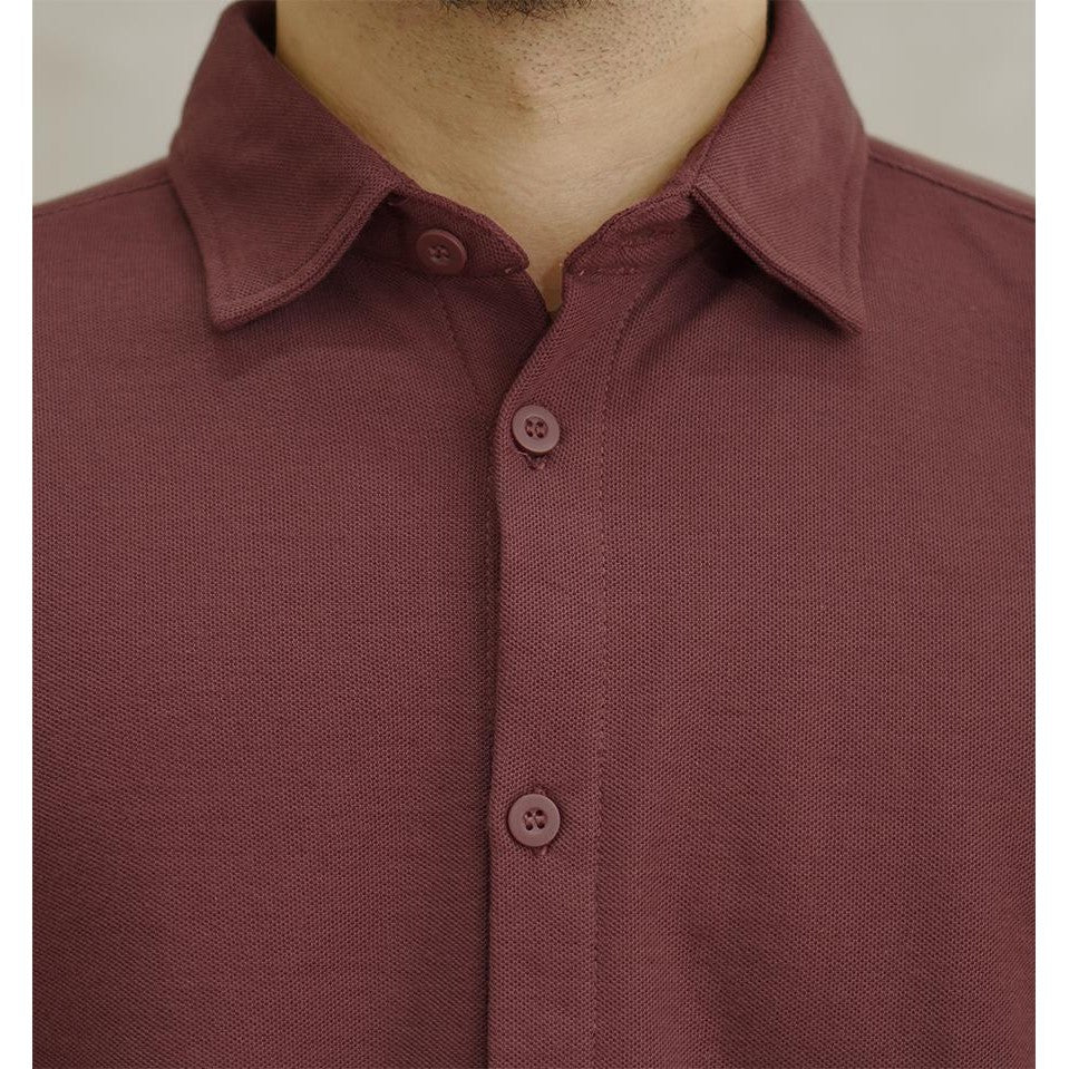 Matsuda Kemeja Pria Lengan Panjang Pique Shunan Wine