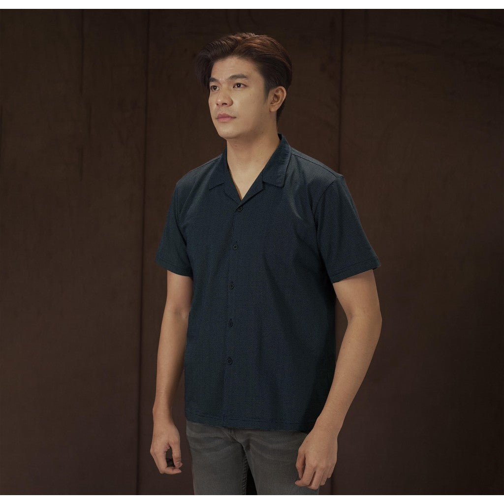 Matsuda Kemeja Pria Lengan pendek Kasual Saikai Navy