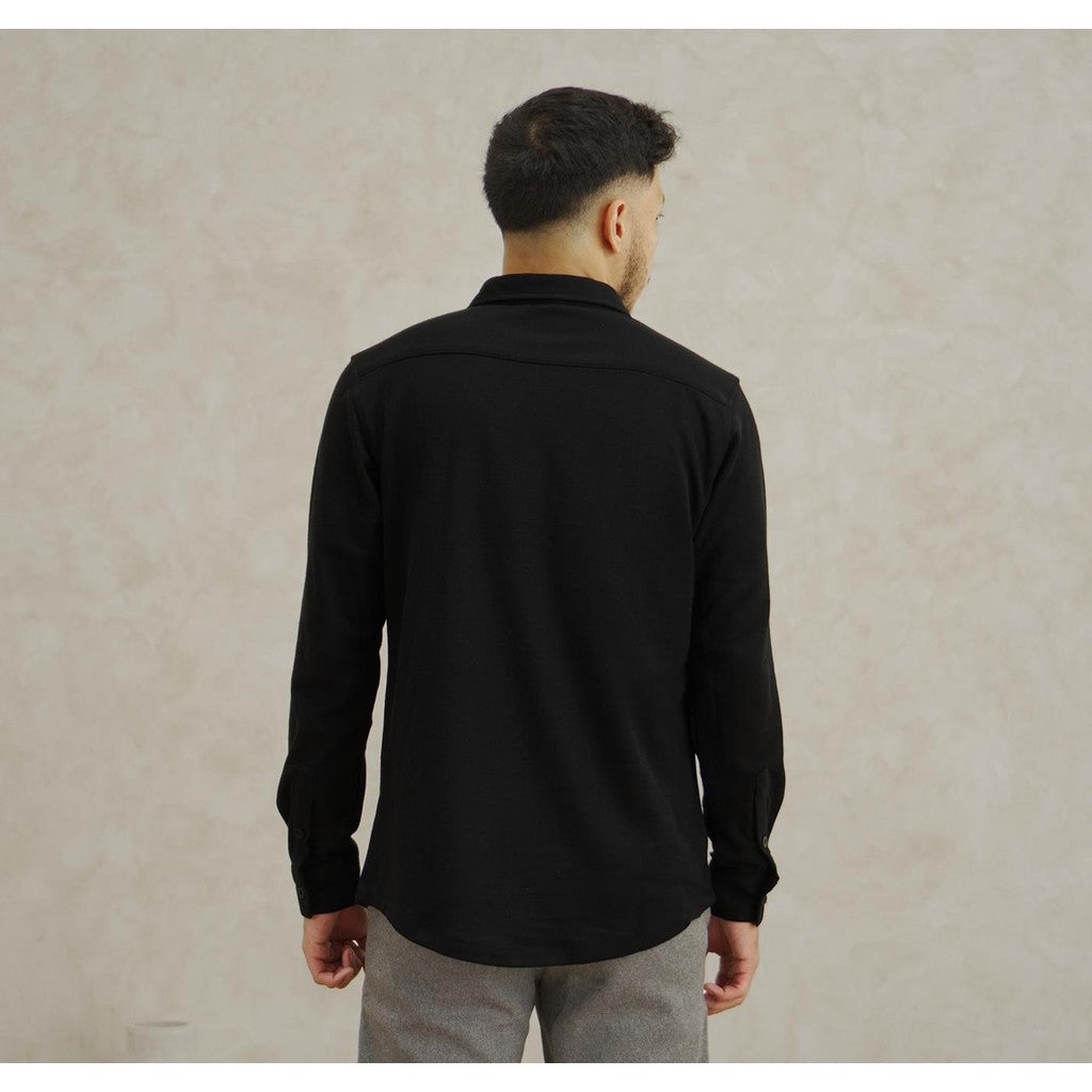 Matsuda Kemeja Pria Lengan Panjang Pique Shunan Black