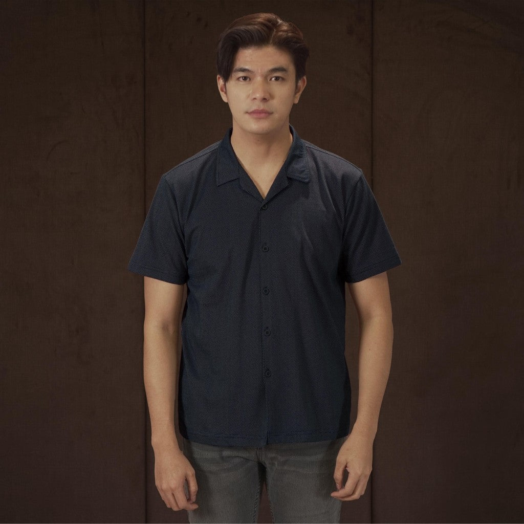 Matsuda Kemeja Pria Lengan pendek Kasual Saikai Navy
