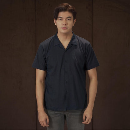 Matsuda Kemeja Pria Lengan pendek Kasual Saikai Navy
