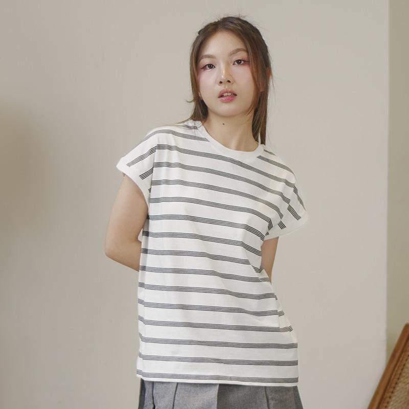 Matsuda T-shirt Wanita katun Shiori Off White