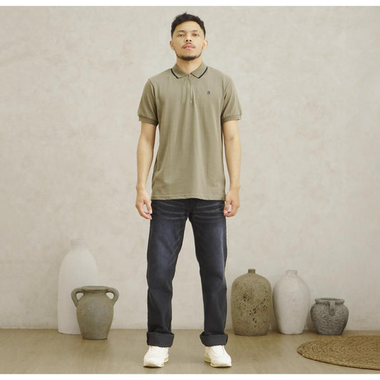 MATSUDA Kaos Polo Shirt Pria Kerah Half Zip Shibata C.Green