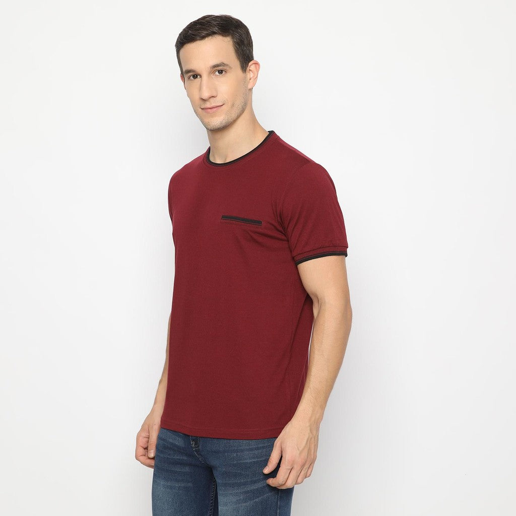 MATSUDA Kaos Pria T Shirt Edogawa Merah Burgundy