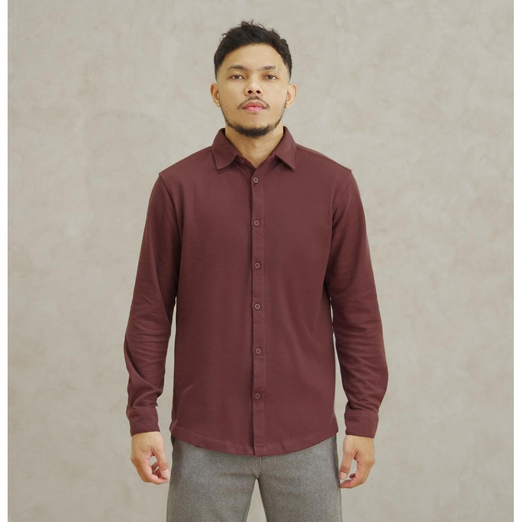 Matsuda Kemeja Pria Lengan Panjang Pique Shunan Wine