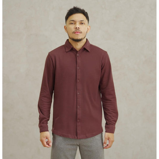 Matsuda Kemeja Pria Lengan Panjang Pique Shunan Wine