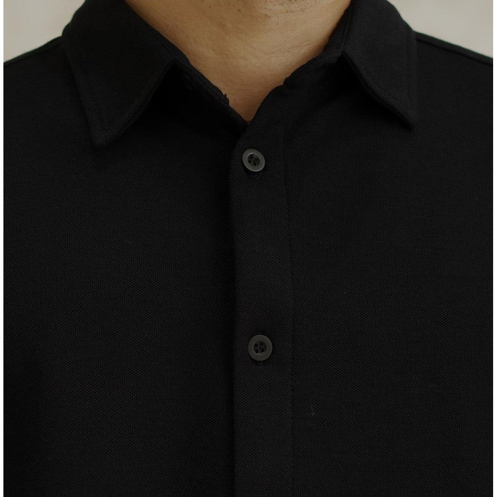 Matsuda Kemeja Pria Lengan Panjang Pique Shunan Black