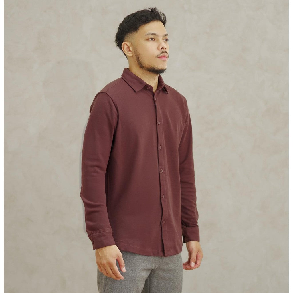 Matsuda Kemeja Pria Lengan Panjang Pique Shunan Wine