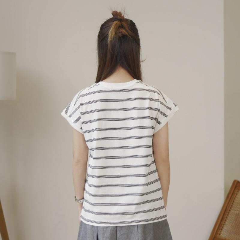 Matsuda T-shirt Wanita katun Shiori Off White