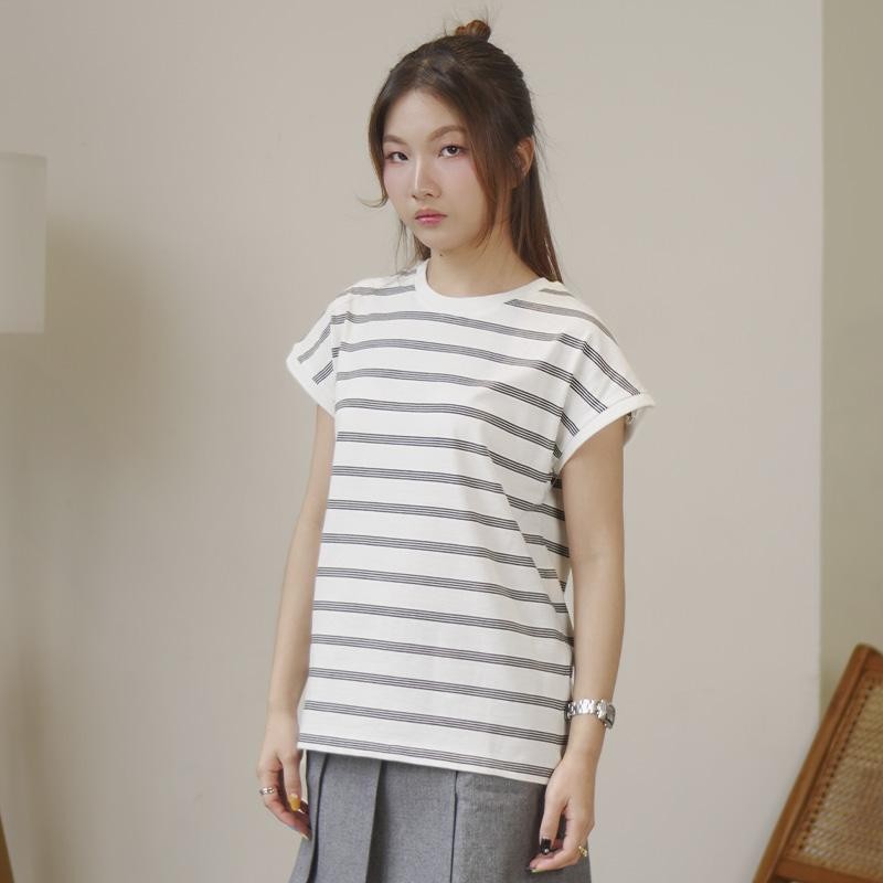 Matsuda T-shirt Wanita katun Shiori Off White