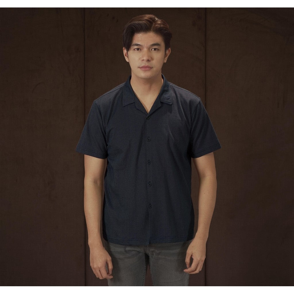 Matsuda Kemeja Pria Lengan pendek Kasual Saikai Navy