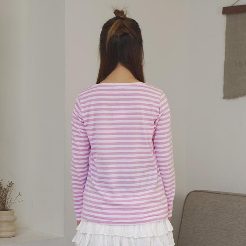 MATSUDA Kaos Wanita Longsleeve Stripe Katun Reiko