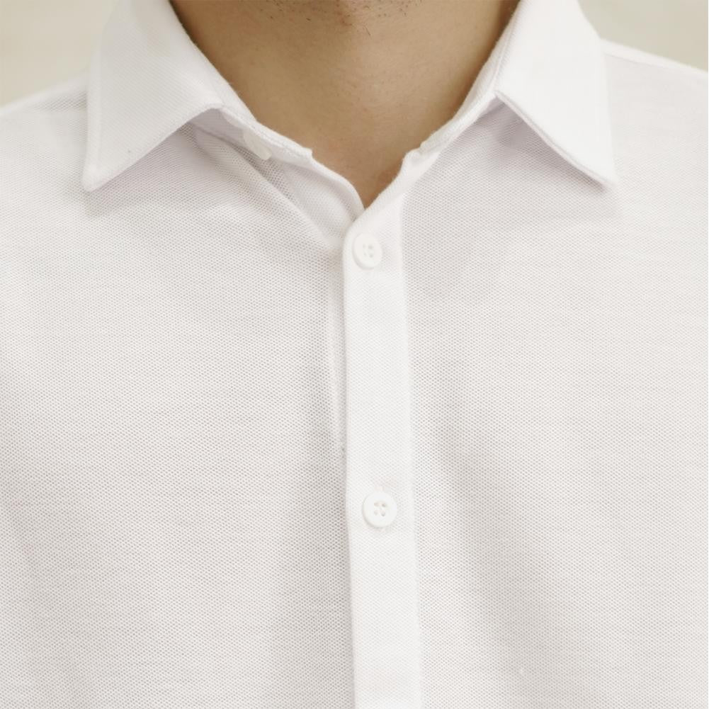 Matsuda Kemeja Pria Pique Lengan Panjang Shunan White