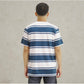 MATSUDA Kaos Pria T-Shirt Stripe Cotton Tsukumi Teal White