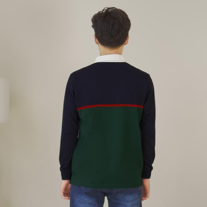 Matsuda Kaos Rugby Polo Shirt Katun Pria Lengan Panjang Yatomi Navy