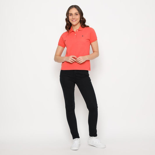 MATSUDA Kaos Polo Shirt Wanita Kerah Eve Merah Orange