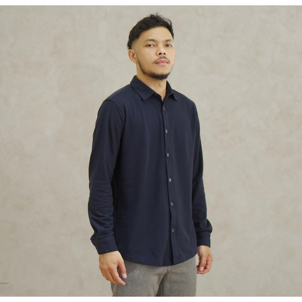 Matsuda Kemeja Pria Lengan Panjang Shunan Navy