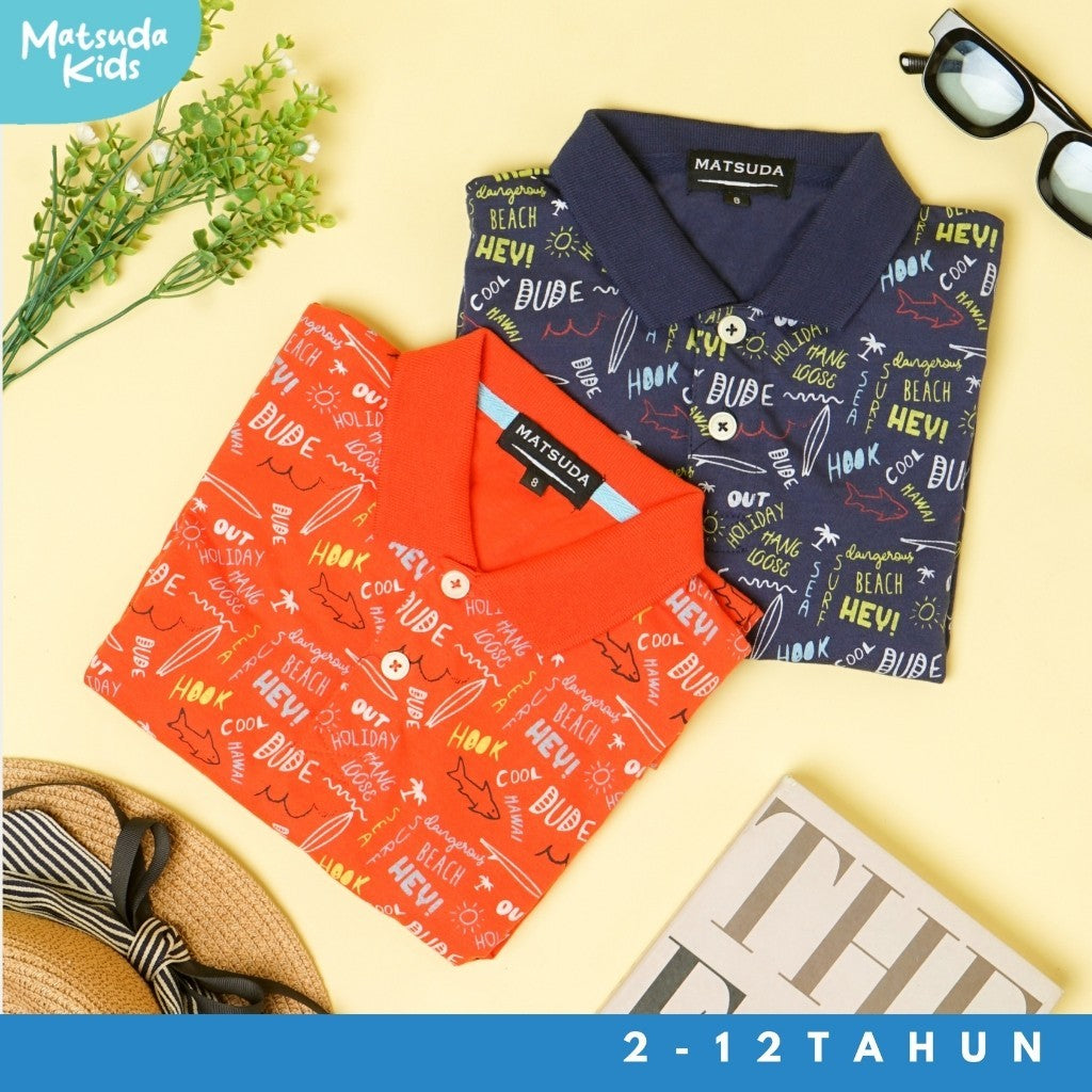 Matsuda baju kaos polo anak laki laki katun umur 2-12 Teddy