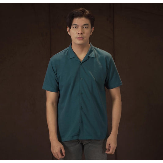 Matsuda Kemeja Pria Lengan pendek Kasual Sukumo Steel Blue