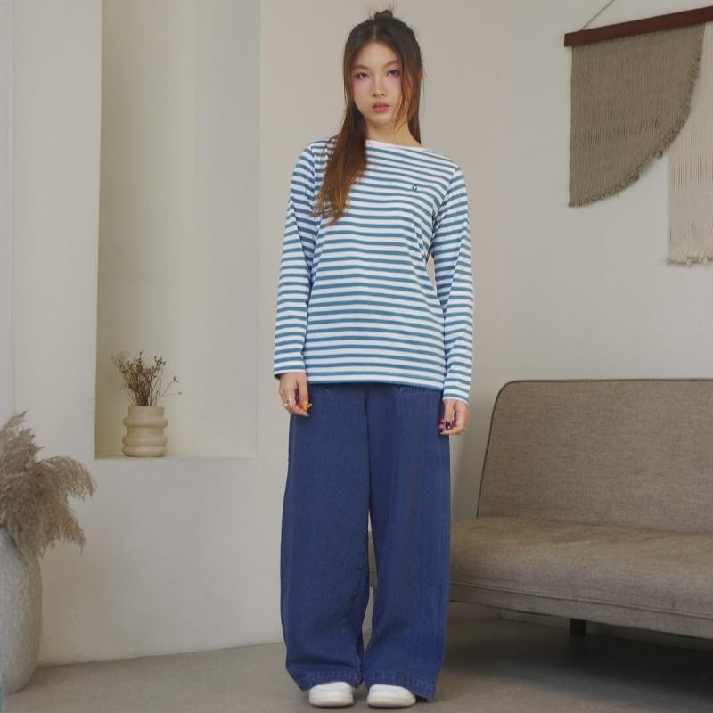 MATSUDA Kaos Wanita Longsleeve Stripe Katun Reiko