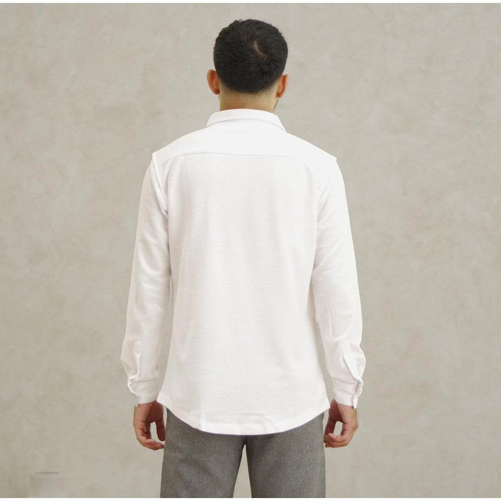 Matsuda Kemeja Pria Pique Lengan Panjang Shunan White