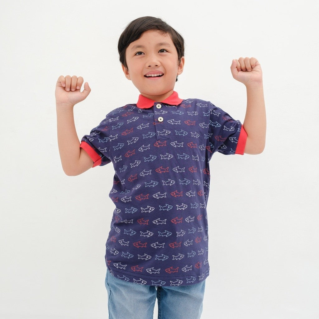 Matsuda baju kaos polo anak laki laki katun umur 2-12 Ted